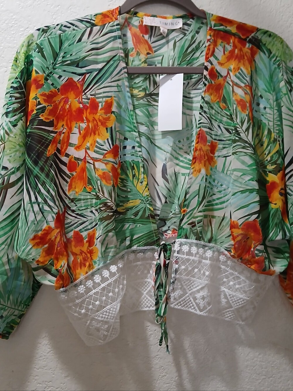Timing size S Green and Orange Tropical Print